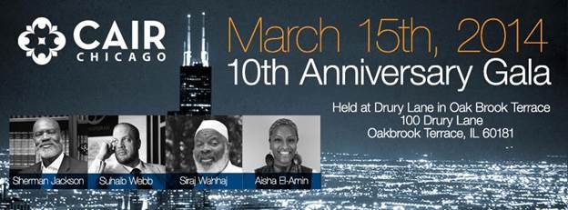 Speaker Line-Up Announced!  CAIR-Chicago Anniversary Banquet March 15