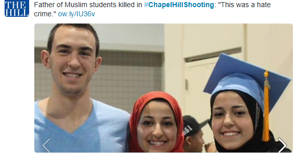 A Terrorist Murdered Three Promising Young Adults in North Carolina